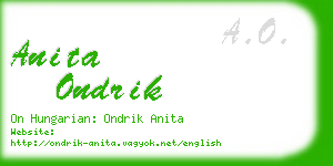 anita ondrik business card